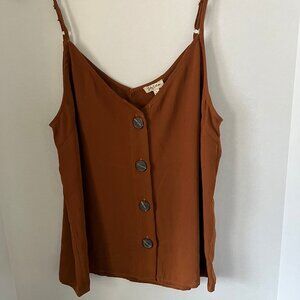 Lily White brand, rust colored,  button up tank top. Size XL.